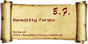 Benedikty Ferenc névjegykártya